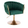Židle NORDEN VELUR na zlatém talíři - zelená
