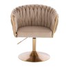 Židle NORDEN VELUR na zlatém talíři - latte