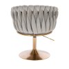 Židle NORDEN VELUR na zlatém talíři - světle šedá