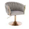 Židle NORDEN VELUR na zlatém talíři - světle šedá