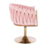 Židle NORDEN VELUR na zlatém talíři - růžová