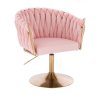 Židle NORDEN VELUR na zlatém talíři - růžová