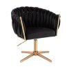 Židle NORDEN VELUR na zlatém kříži - černá