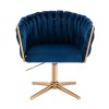 Židle NORDEN VELUR na zlatém kříži - modrá