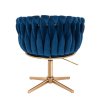 Židle NORDEN VELUR na zlatém kříži - modrá