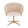 Kosmetické křeslo NORDEN VELUR na zlatém kříži - krémové