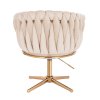 Kosmetické křeslo NORDEN VELUR na zlatém kříži - krémové