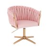 Židle NORDEN VELUR na zlatém kříži - růžová
