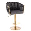 Barová židle NORDEN VELUR na zlatém talíři - tmavě šedá