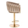 Barová židle NORDEN VELUR na zlatém talíři - latte
