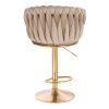 Barová židle NORDEN VELUR na zlatém talíři - latte