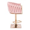 Barová židle NORDEN VELUR na zlaté hranaté podstavě - růžová