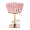 Barová židle NORDEN VELUR na zlaté hranaté podstavě - růžová