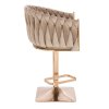 Barová židle NORDEN VELUR na zlaté hranaté podstavě - latte