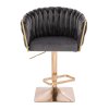 Barová židle NORDEN VELUR na zlaté hranaté podstavě - tmavě šedá
