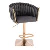 Barová židle NORDEN VELUR na zlaté hranaté podstavě - tmavě šedá