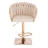 Barová židle NORDEN VELUR na zlaté hranaté podstavě - krémová