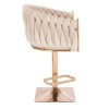 Barová židle NORDEN VELUR na zlaté hranaté podstavě - krémová
