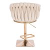 Barová židle NORDEN VELUR na zlaté hranaté podstavě - krémová