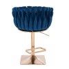 Barová židle NORDEN VELUR na zlaté hranaté podstavě - modrá