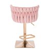 Barová židle LYON VELUR na zlaté hranaté podstavě - světle růžová