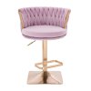 Barová židle LYON VELUR na zlaté hranaté podstavě - levandule