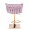 Barová židle LYON VELUR na zlaté hranaté podstavě - levandule