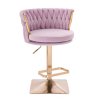 Barová židle LYON VELUR na zlaté hranaté podstavě - levandule