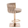 Barová židle LYON VELUR na zlaté hranaté podstavě - latte