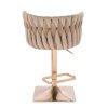 Barová židle LYON VELUR na zlaté hranaté podstavě - latte