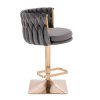Barová židle LYON VELUR na zlaté hranaté podstavě - tmavě šedá