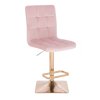 Barová židle TOLEDO VELUR na zlaté hranaté podstavě - světle růžová