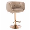 Barová židle MONTANA VELUR na zlatém talíři - latte