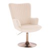 Křeslo AMADEO VELUR na zlatém talíři - krémové