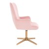 Křeslo AMADEO VELUR na zlatém kříži - světle růžové