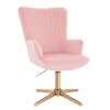 Křeslo AMADEO VELUR na zlatém kříži - světle růžové
