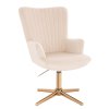 Křeslo AMADEO VELUR na zlatém kříži - krémové