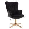 Křeslo AMADEO VELUR na zlatém kříži - černé