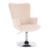 Křeslo AMADEO VELUR na stříbrném talíři - krémové