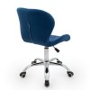 Kosmetická židle LIVIO VELUR na stříbrné podstavě s kolečky - modrá