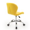 Kosmetická židle LIVIO VELUR na stříbrné podstavě s kolečky - žlutá