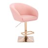 Barová židle VENICE na zlaté hranaté podstavě - světle růžová