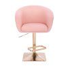 Barová židle VENICE na zlaté hranaté podstavě - světle růžová