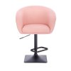 Barová židle VENICE na černé hranaté podstavě - světle růžová