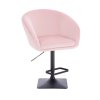 Barová židle VENICE VELUR na černé hranaté podstavě - světle růžová