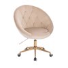 Křeslo VERA VELUR na zlaté podstavě s kolečky - latte