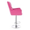 Barové křeslo AURORA VELUR na stříbrném talíři - tmavě růžové