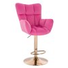 Barové křeslo AURORA VELUR na zlatém talíři - tmavě růžové