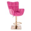 Barové křeslo AURORA VELUR na zlaté hranaté podstavě - tmavě růžové
