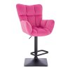 Barové křeslo AURORA VELUR na černé hranaté podstavě - tmavě růžové